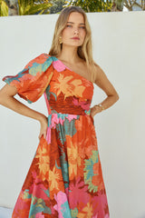 Sunseeker One-Shoulder Maxikleid Pink