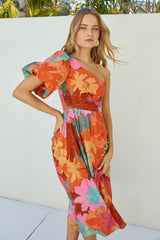 Sunseeker One-Shoulder Maxikleid Pink