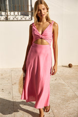 Maxikleid mit weicher Silhouette in Rosa