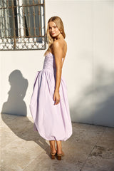 See You Tonight Ballonrock-Midikleid Flieder
