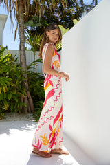 Palmen-Paradies Maxi-Kleid Pink