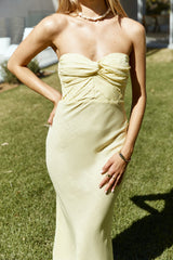 Trägerloses Leinen-Maxikleid „Sunbeam“ Gelb