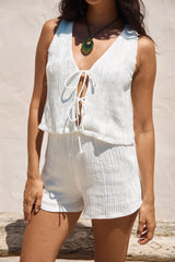 Crop-Top „Perlmutt-Schmuck“ in Weiß