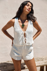 Crop-Top „Perlmutt-Schmuck“ in Weiß