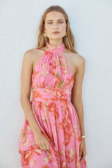 Harriette Neckholder Maxikleid Pink
