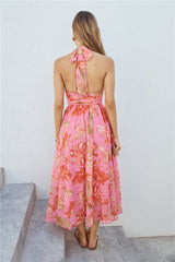 Harriette Halter Maxi Dress Pink