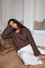 SNDYS Ana Cable Knit Jumper Mocha
