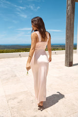 Dornröschen Satin Maxikleid Rosa