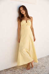 Sonnenschein Bliss Trägerloses Maxikleid Gelb