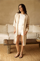 By The Fire Longline Cardigan Beige