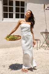 Hidden Oasis Leinen Strapless Top Weiß
