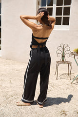 Twin Flame Leinentop Schwarz