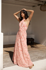 Rosa Maxikleid mit Neckholder und Schattierungen