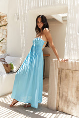 On the Shores trägerloses Maxikleid Blau