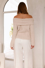 Kadija schulterfreies Stricktop Beige