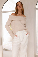 Kadija schulterfreies Stricktop Beige