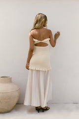Liebes trägerloses Maxikleid Creme