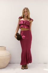Süße Silhouette Spitzen Crop Top Beere