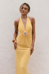 Maxikleid "Meadow Daze" mit Neckholder – Pfirsich