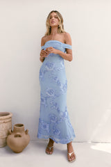 Day After Day schulterfreies Maxikleid Blau