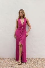 Sea Glass Nights Neckholder Maxikleid Fuchsia