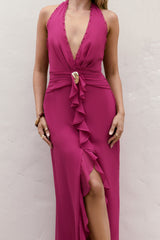 Sea Glass Nights Neckholder Maxikleid Fuchsia