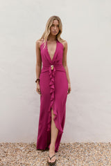 Sea Glass Nights Neckholder Maxikleid Fuchsia