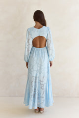 Maxikleid "Time Floats By" Langarm Blau