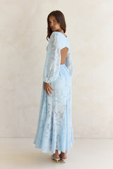 Maxikleid "Time Floats By" Langarm Blau
