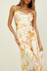 Tropisches Palmen-Maxikleid Gelb