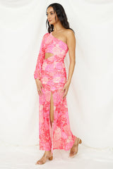 Maxikleid „Over and Over“ mit rosa Print