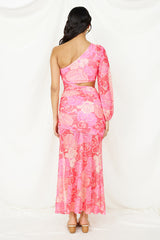Maxikleid „Over and Over“ mit rosa Print