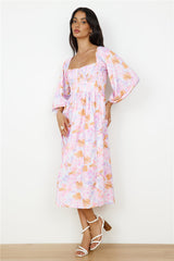 Sunset Blooms Midikleid Flieder