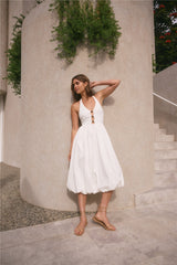 High Tide Halter Midi Dress White