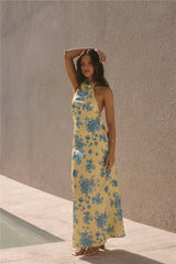 Sunset Skies Neckholder Maxikleid Gelb
