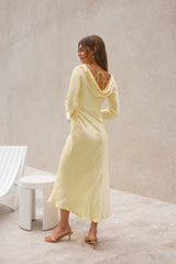 Vergissmeinnicht Satiniertes Maxikleid Butter