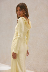 Vergissmeinnicht Satiniertes Maxikleid Butter
