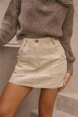 Taxi Please Mini Skirt Beige