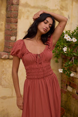 Maxikleid Abend- und Morgenrot Braun