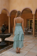 Ocean Nights One-Shoulder Maxikleid Salbeigrün
