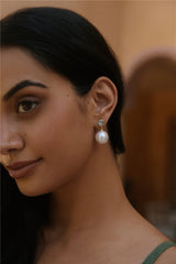 18k Gold Plated Bright Pearl Earrings Gold