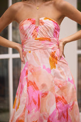 Trägerloses Maxikleid Fairy Floss Pink