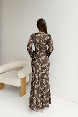Angeline Langarm Maxikleid Braun