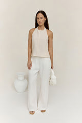Dreamer Linen Halter Top Oatmeal