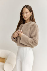 Day By Day Kunstpelz Cropped Jacke Braun