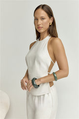 Heather Top Stone Pinstripe