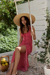 Berry Bloom Maxi Dress Red