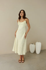 Kaiya Jacquard Satin Midikleid Gelb