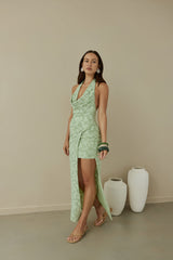Coconut Island Halter Maxi Dress Green