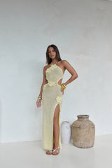 Monaco Sun Strick-Maxikleid mit Neckholder, Gelb